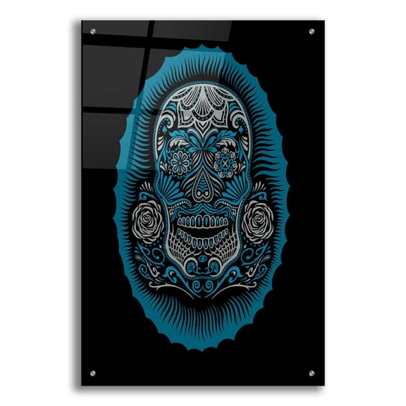 Epic Art 'Sugar Skull' by Rachel Caldwell, Acrylic Glass Wall Art, 24"x36"