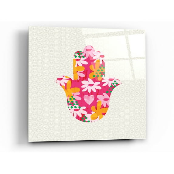 Epic Art 'Summer Garden Hamsa' by Linda Woods, Acrylic Glass Wall Art, 24"x24"