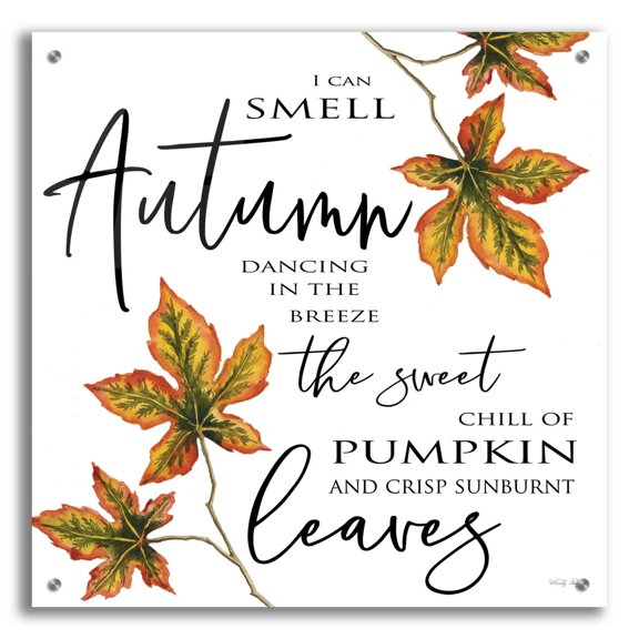 Epic Art 'Sunburnt Leaves' by Cindy Jacobs, Acrylic Glass Wall Art, 24"x24"