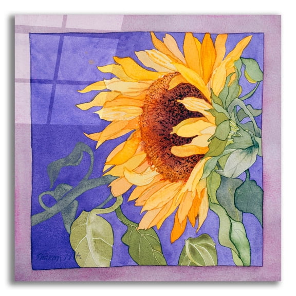 Epic Art 'Sunflower I' by Sharon Pitts, Acrylic Glass Wall Art, 12"x12"