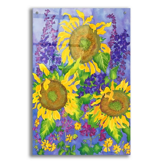 Epic Art 'Sunflower Power' by Carissa Luminess, Acrylic Glass Wall Art, 24"x36"