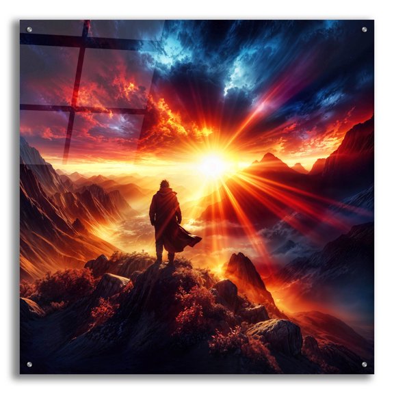 Epic Art 'Sunrise Hero' by Rey Klimt Acrylic Glass Wall Art, 36" x 36"
