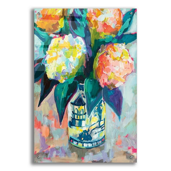 Epic Art 'Sunset Bouquet' by Jeanette Vertentes, Acrylic Glass Wall Art, 24"x36"