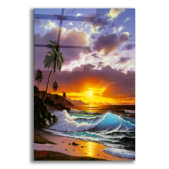 Epic Art 'Sunset Ocean' by Anthony Casay, Acrylic Glass Wall Art, 12"x16"