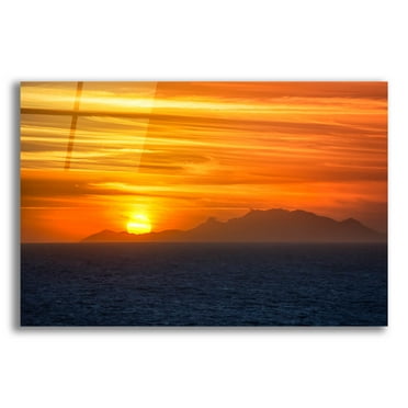 Epic Art 'Sunset Over The Caribbean' by Jonathan Ross, Acrylic Glass Wall Art, 16"x12"