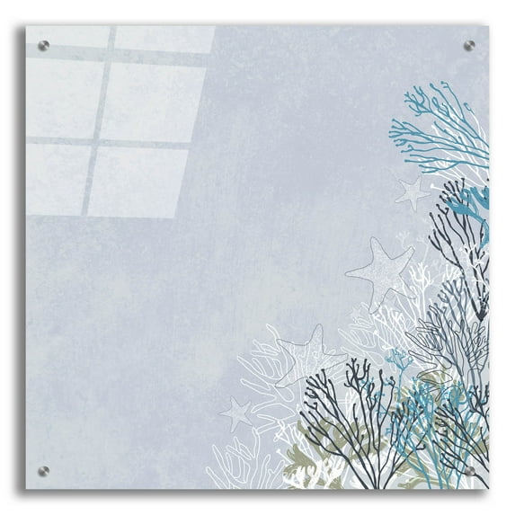 Epic Art 'Surf And Sand Corals 11' by Sabrina Balbuena, Acrylic Glass Wall Art, 24"x24"