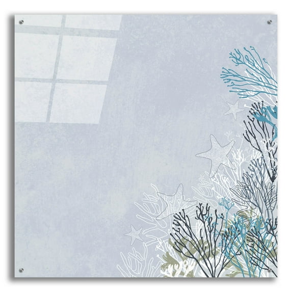 Epic Art 'Surf And Sand Corals 11' by Sabrina Balbuena, Acrylic Glass Wall Art, 36"x36"