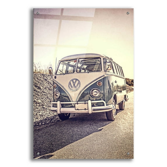 Epic Art 'Surfers’ Vintage VW Bus' by Edward M. Fielding, Acrylic Glass Wall Art, 24"x36"
