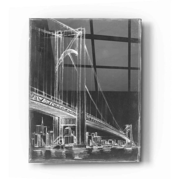 Epic Art 'Suspension Bridge Blueprint II' by Ethan Harper Acrylic Glass Wall Art, 16"x24"