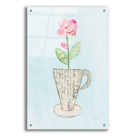 Epic Art 'Teacup Floral III' by Courtney Prahl, Acrylic Glass Wall Art, 24"x36"