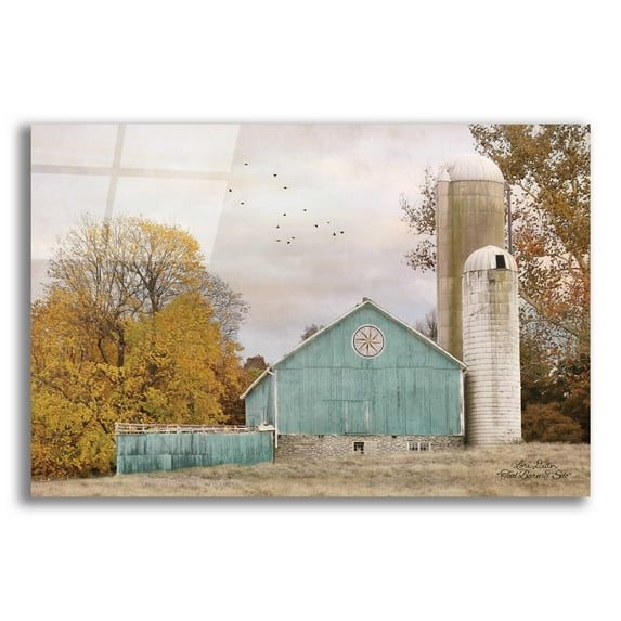 Epic Art 'Teal Barn and Silo' by Lori Deiter, Acrylic Glass Wall Art, 16"x12"