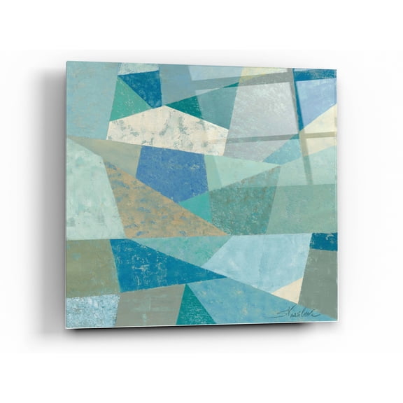 Epic Art 'Teal Geo Metric' by Silvia Vassileva, Acrylic Glass Wall Art, 12"x12"