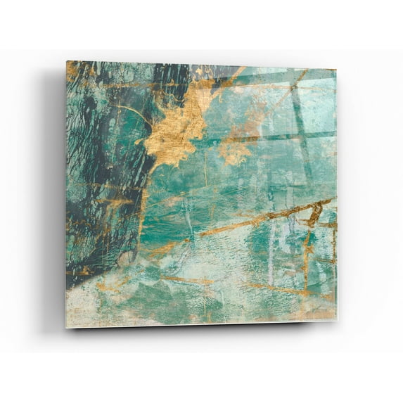 Epic Art 'Teal Lace I' by Jennifer Goldberger Acrylic Glass Wall Art, 36"x36"