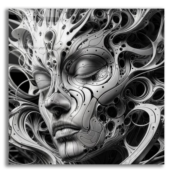 Epic Art 'Techno Face 4' by KIR.DART Acrylic Glass Wall Art, 12" x 12"