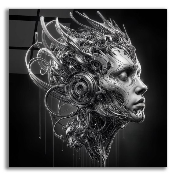 Epic Art 'Techno Face 7' by KIR.DART Acrylic Glass Wall Art, 12" x 12"