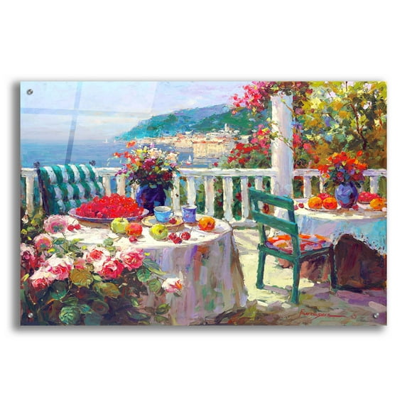 Epic Art 'Terrace Brunch' by Furtesen, Acrylic Glass Wall Art, 36"x24"