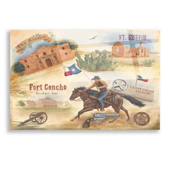 Epic Art 'Texas Collision II' by Pam Britton, Acrylic Glass Wall Art, 16"x12"