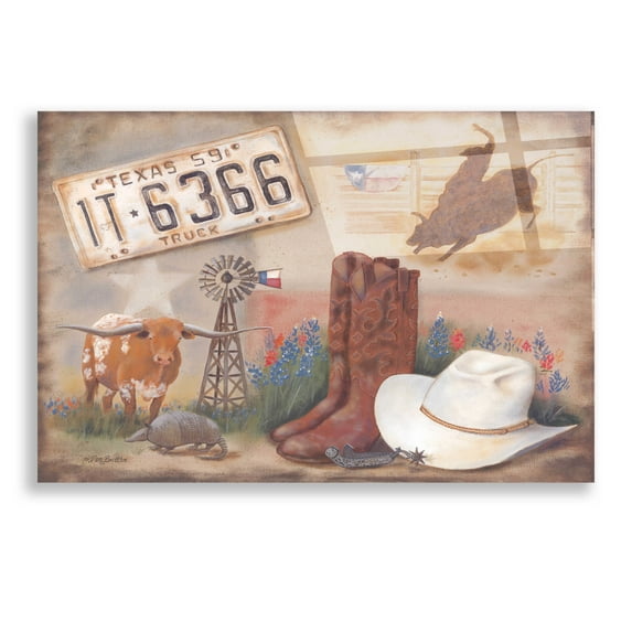 Epic Art 'Texas' by Pam Britton, Acrylic Glass Wall Art, 24"x16"