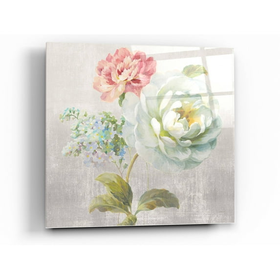 Epic Art 'Textile Floral Square I No Lace' by Danhui Nai, Acrylic Glass Wall Art, 24"x24"