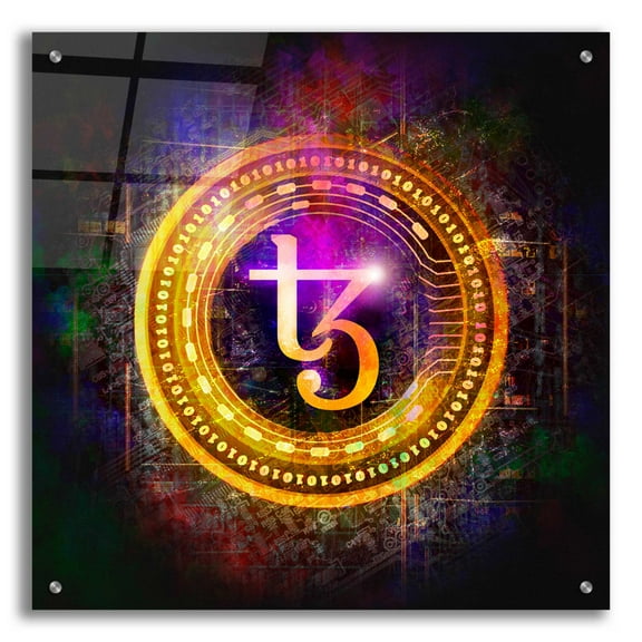 Epic Art 'Tezos Crypto Halo' by Epic Portfolio Acrylic Glass Wall Art, 24"x24"