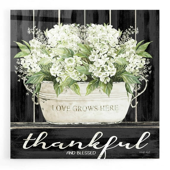 Epic Art 'Thankful & Blessed' by Cindy Jacobs, Acrylic Glass Wall Art, 12"x12"