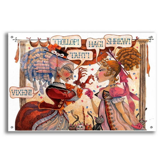 Epic Art 'The Cat Fight' by David Galchutt, Acrylic Glass Wall Art, 36"x24"