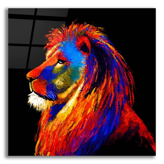 Epic Art ' The Lion' by Incado, Acrylic Glass Wall Art, 12"x12"
