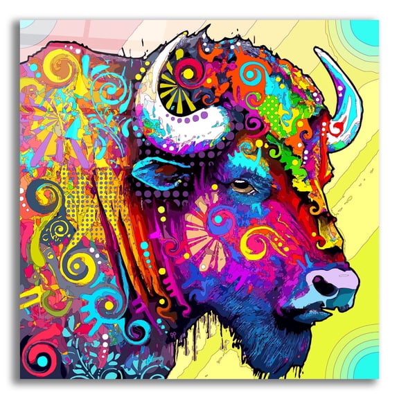 Epic Art 'The Profile Bison' by Dean Russo Acrylic Glass Wall Art, 12" x 12"