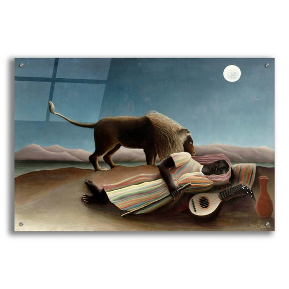 Epic Art ' The Sleeping Gypsy, 1897' by Henri Rousseau, Acrylic Glass Wall Art, 36"x24"