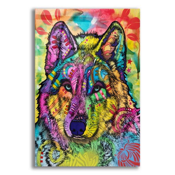 Epic Art 'The Stare Of The Wolf' by Dean Russo Acrylic Glass Wall Art, 16" x 24"