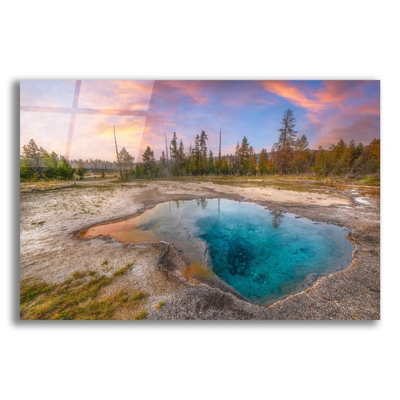 Epic Art 'Thermal Sunset - Yellowstone National Park' by Darren White, Acrylic Glass Wall Art, 16"x12"