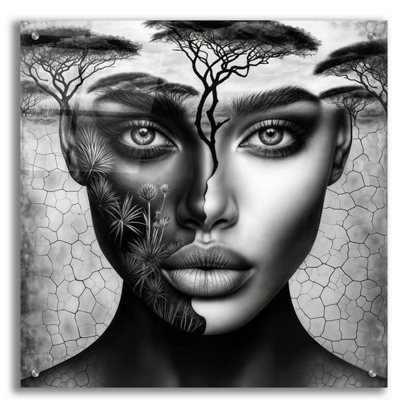 Epic Art 'Thinking Of Africa 5' by Rey Klimt Acrylic Glass Wall Art, 24" x 24"