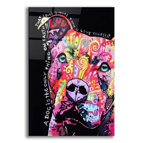 Epic Art 'Thoughtful Pit Bull' by Dean Russo, Acrylic Glass Wall Art, 16"x24"