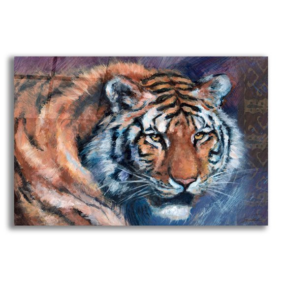 Epic Art 'Tiger Tales' by Robert Campbell, Acrylic Glass Wall Art, 24"x16"