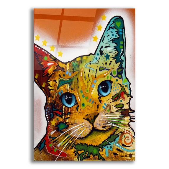 Epic Art 'Tilt Cat Earth Tone' by Dean Russo Studios, Acrylic Glass Wall Art, 16"x24"