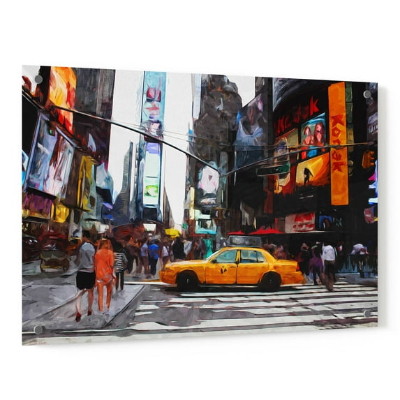 Epic Art 'Times Square' by Linda Woods, Acrylic Glass Wall Art, 36"x24"