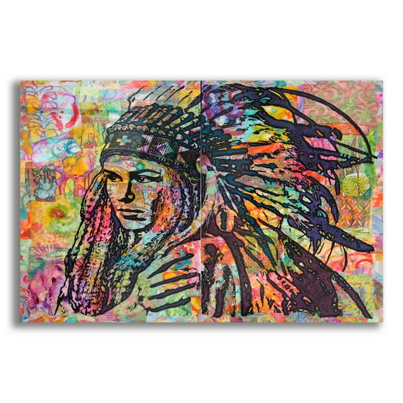 Epic Art 'Tiva in Head dress' by Dean Russo, Acrylic Glass Wall Art, 24"x16"