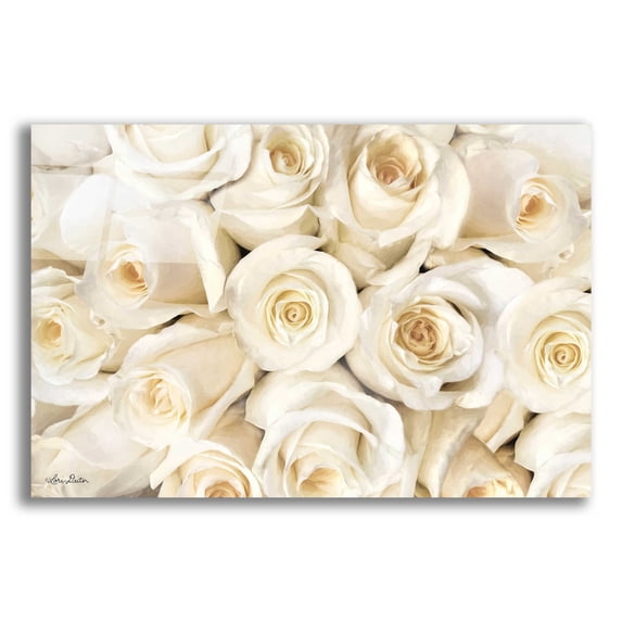 Epic Art 'Top View - White Roses' by Lori Deiter Acrylic Glass Wall Art, 24"x16"