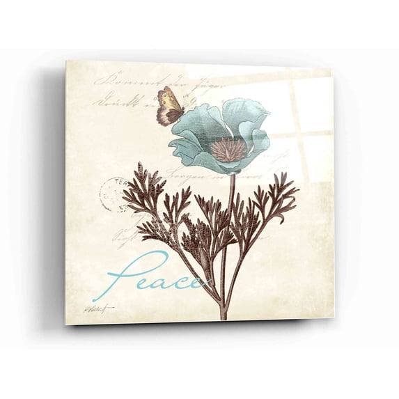 Epic Art 'Touch of Blue I - Peace' by Katie Pertiet, Acrylic Glass Wall Art, 12"x12"