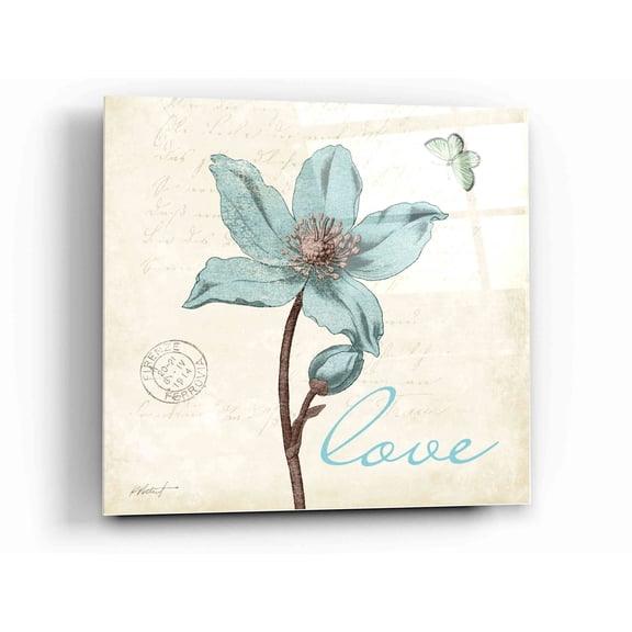 Epic Art 'Touch of Blue IV - Love' by Katie Pertiet, Acrylic Glass Wall Art, 12"x12"