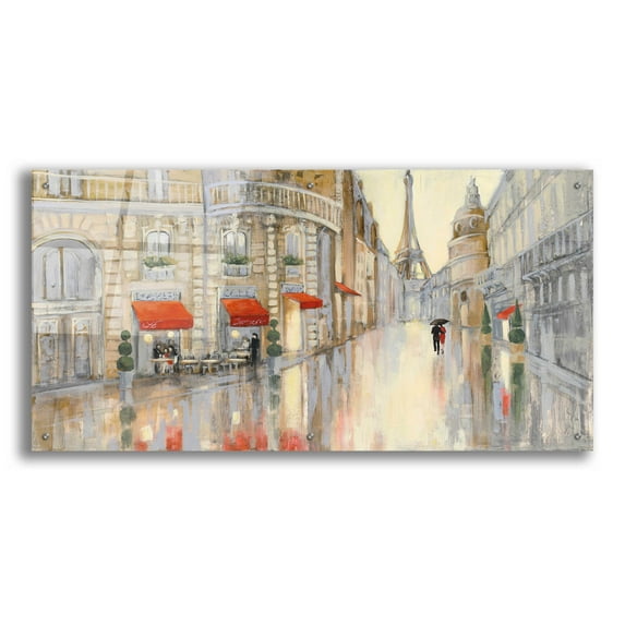 Epic Art 'Touring Paris Couple' by Julia Purinton, Acrylic Glass Wall Art, 48"x24"