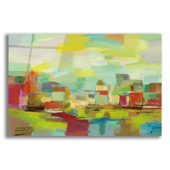 Epic Art 'Town by the River' by Silvia Vassileva, Acrylic Glass Wall Art, 16"x12"