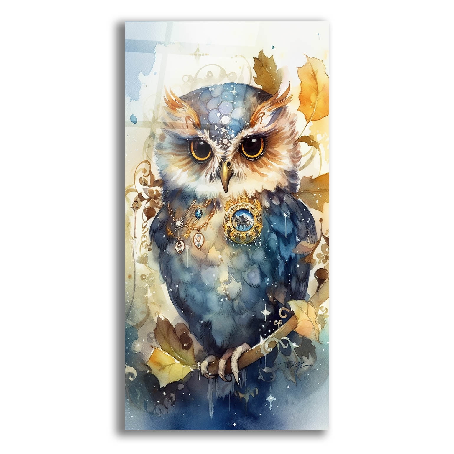 Epic Art 'Treasurekeepers Owl' by Momart Acrylic Glass Wall Art, 12" x