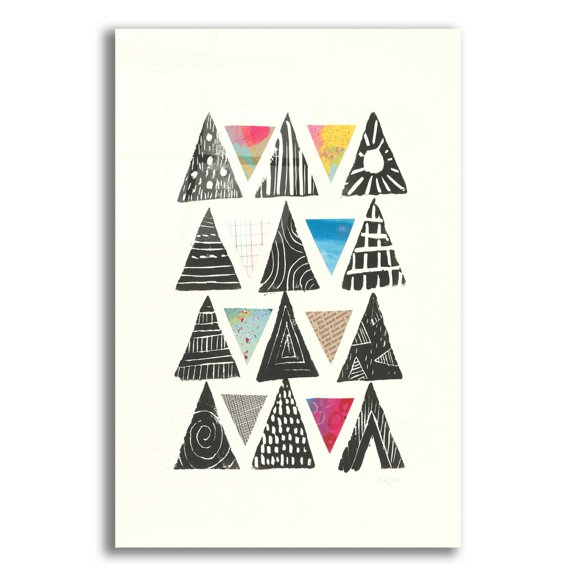 Epic Art 'Triangles with Border by Courtney Prahl, Acrylic Glass Wall Art, 16"x24"