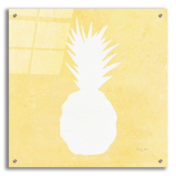 Epic Art 'Tropical Fun Pineapple Silhouette II' by Courtney Prahl, Acrylic Glass Wall Art, 24"x24"