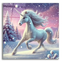 Epic Art 'Unicorn Running' by Rey Klimt Acrylic Glass Wall Art, 12" x 12"