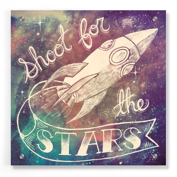Epic Art 'Universe Galaxy Shoot For the Stars' by Mary Urban, Acrylic Glass Wall Art, 36"x36"