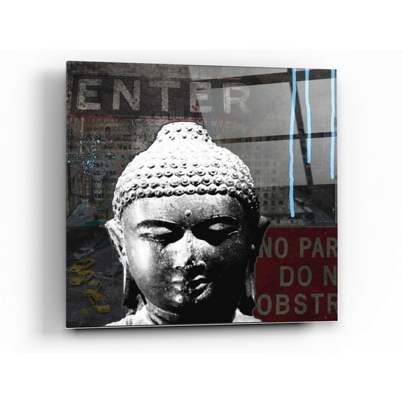 Epic Art 'Urban Buddha IV' by Linda Woods, Acrylic Glass Wall Art, 24"x24"