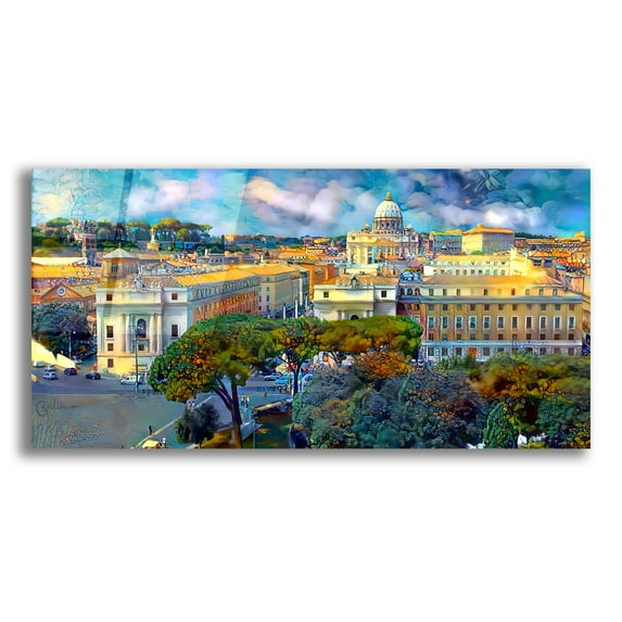 Epic Art 'Vaticano San Pedro from San Angelo' by Pedro Gavidia, Acrylic Glass Wall Art, 24"x12"