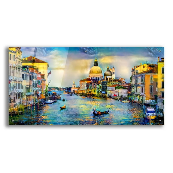 Epic Art 'Venice Italy Grand Canal and La Salute' by Pedro Gavidia, Acrylic Glass Wall Art, 48"x24"